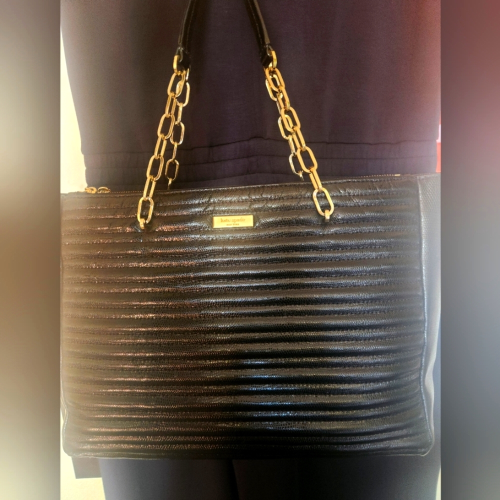 Kate Spade Black Gold Chain Handle Tote